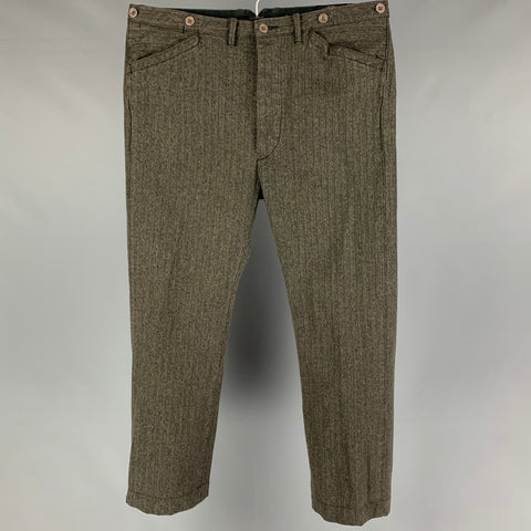 RRL by RALPH LAUREN Size 36 Olive Herringbone Button Fly Casual Pants