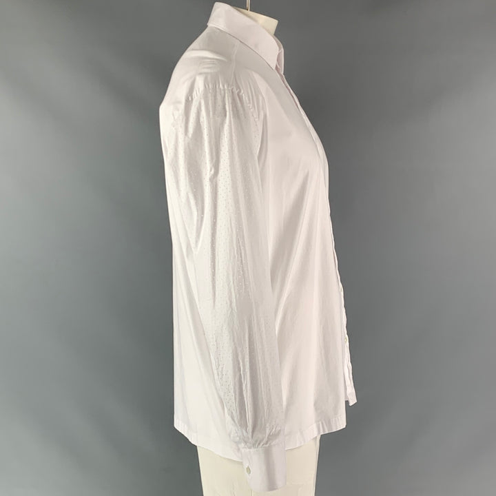 LES HOMMES Size L White Solid Cotton &  Elastane Raglan Long Sleeve Shirt