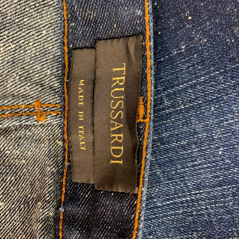 TRUSSARDI Size 30 Indigo Selvedge Denim Zip Fly 370 Close Fit Jeans