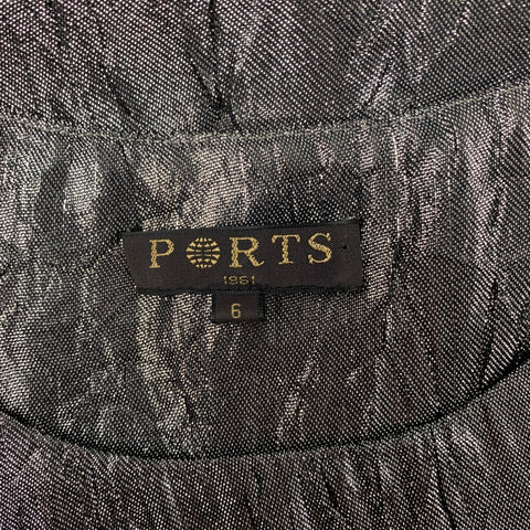 PORTS 1961 Taille 6 Haut de robe superposé en polyester et soie argentée