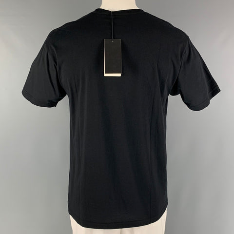 GUCCI Size XS Black Gold Embroidery Cotton Crew-Neck T-shirt