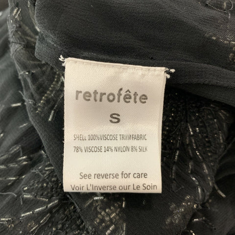 RETROFETE Talla S Blusa Colas De Viscosa Negra Plateada
