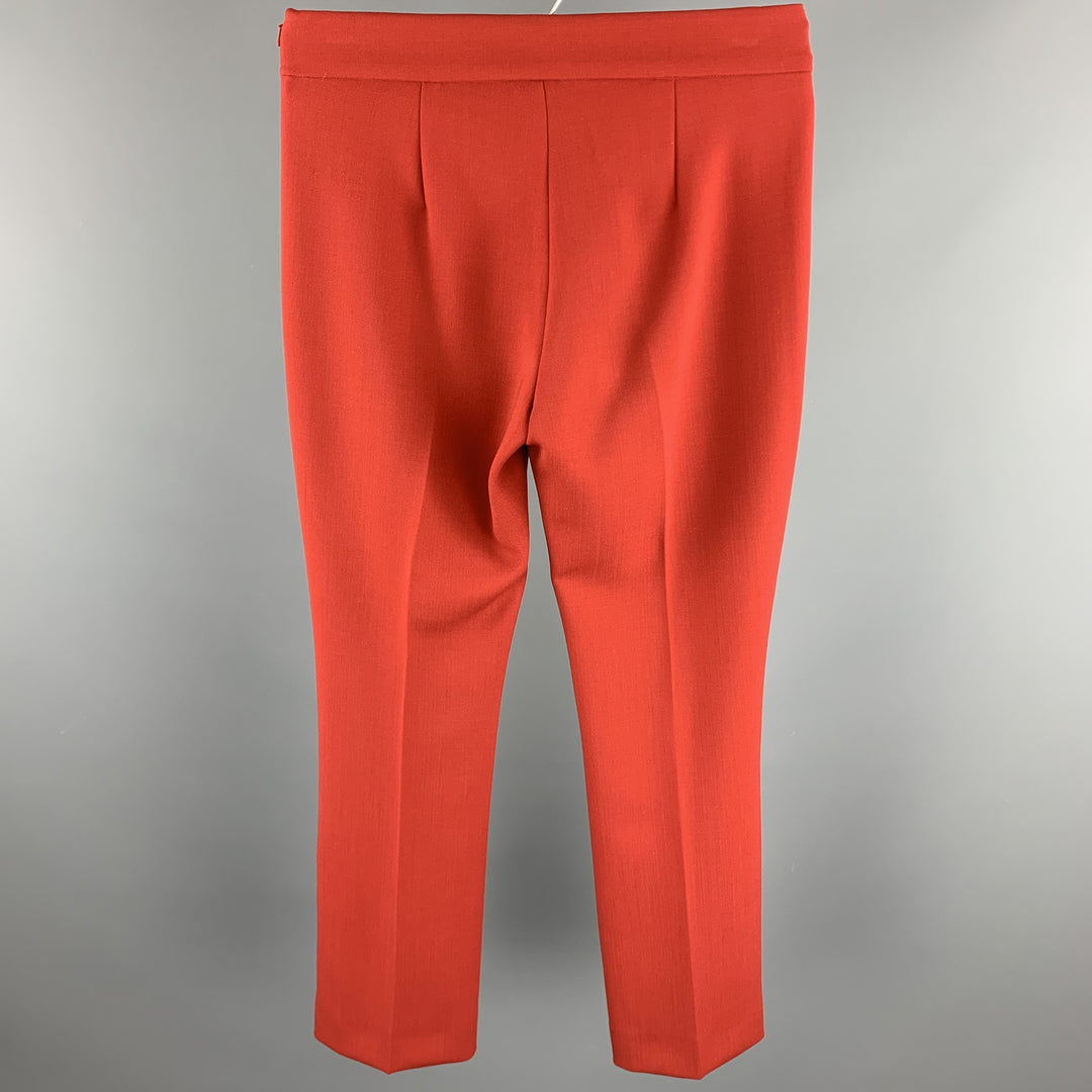 MAX MARA Size 2 Red Wool / Elastane Straight Leg Dress Pants