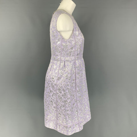 MARC JACOBS Size 6 Lavender & Silver Acetate Blend Jacquard Sheath Dress