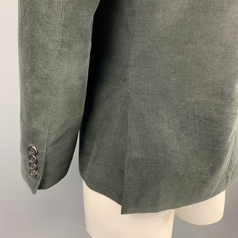 MARC JACOBS Talla 40 Abrigo deportivo con solapa de muesca de pana texturizada verde bosque