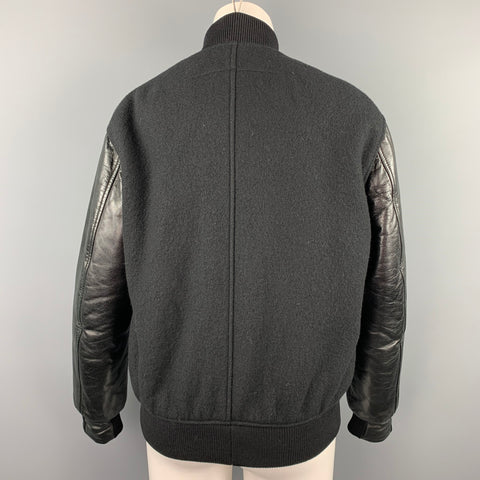 GIVENCHY Size 6 / FR 38  Black Wool Lamb Skin Bomber Jacket