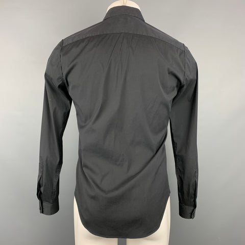 VALENTINO Talla S Camisa de manga larga con botones ocultos en mezcla de algodón negra