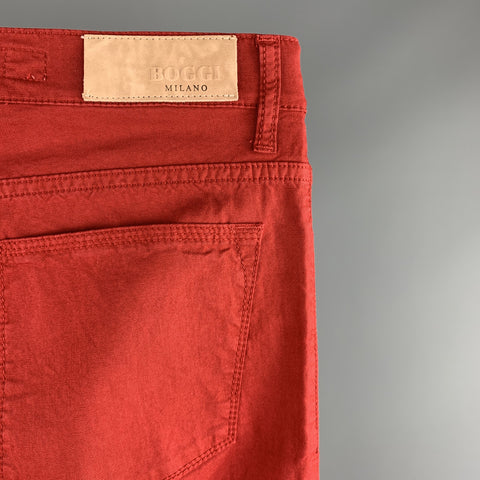 BOGGI Size 33 Red Cotton Blend Button Fly Casual Pants