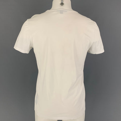 BURBERRY PRORSUM Spring 2015 Size S Teal White Great British Writers Cotton Crew-Neck T-shirt