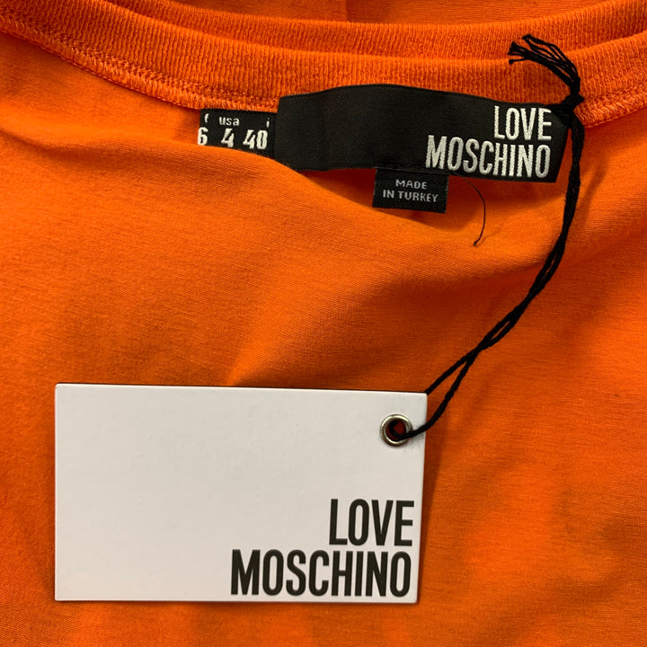LOVE MOSCHINO Size 4 Orange Floral Graphic Cotton T-Shirt