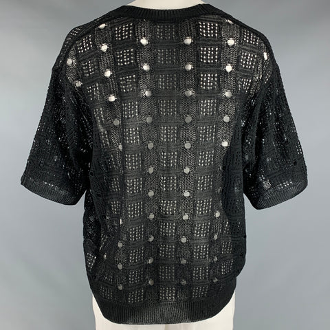 HARE Taille XXL Cardigan à manches courtes en polyester acrylique tricoté noir