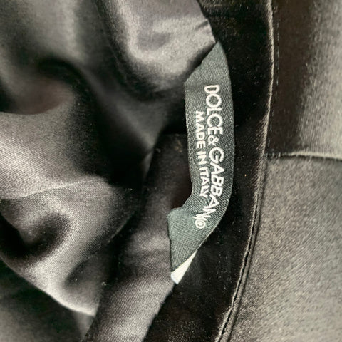 DOLCE & GABBANA Size 44 Regular Black & Gold Jacquard Polyester Blend Shawl Collar Sport Coat