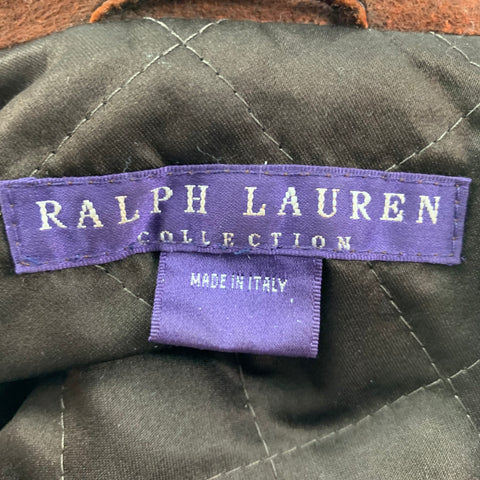 RALPH LAUREN Collection Size L Rust Textured Suede Biker Jacket