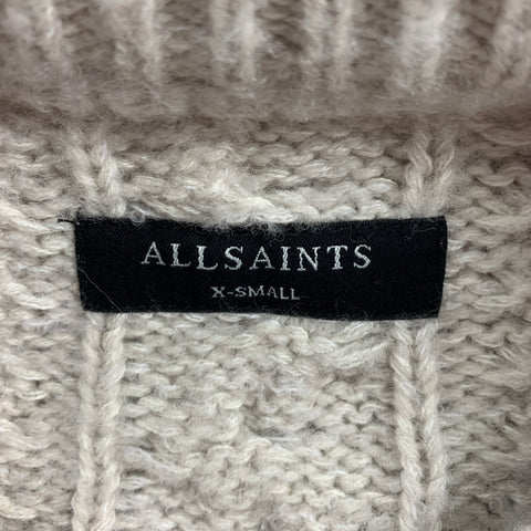 ALLSAINTS Size XS Oatmeal Knit Wool Blend Oversized Fisherman Sweater