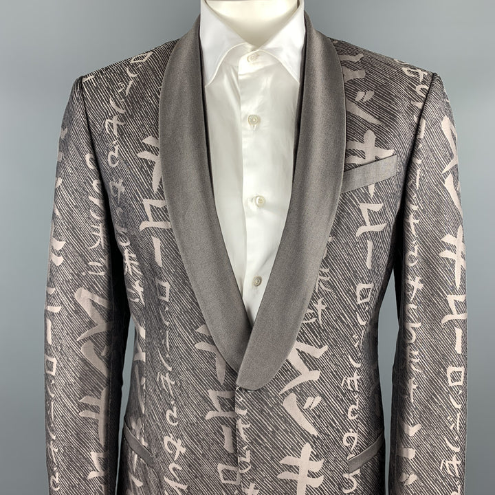 MCQ by ALEXANDER MCQUEEN Size 44 Taupe Print Cotton / Silk Sport Coat