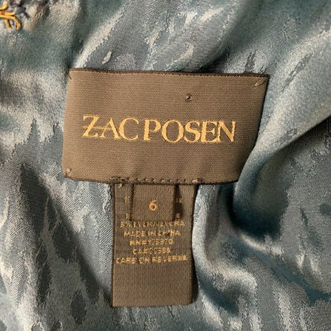 ZAC POSEN Taille 6 Chemisier drapé marbré en soie mousse de mer
