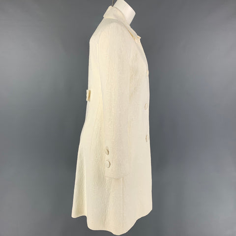 Vintage CHLOE Size 4 Cream Acetate Textured A-Line Coat