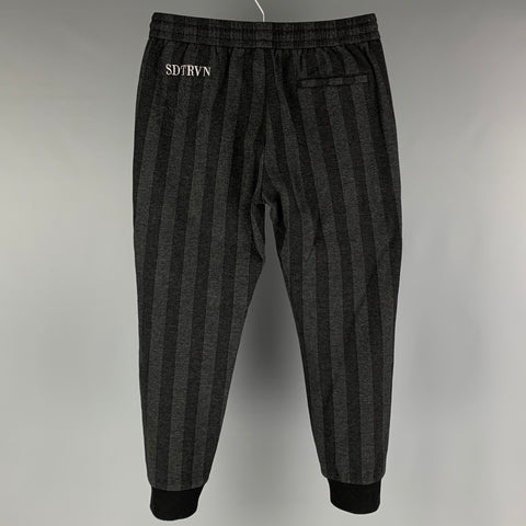 SDTRVN Size 34 Grey Black Stripe Sweatpants Casual Pants