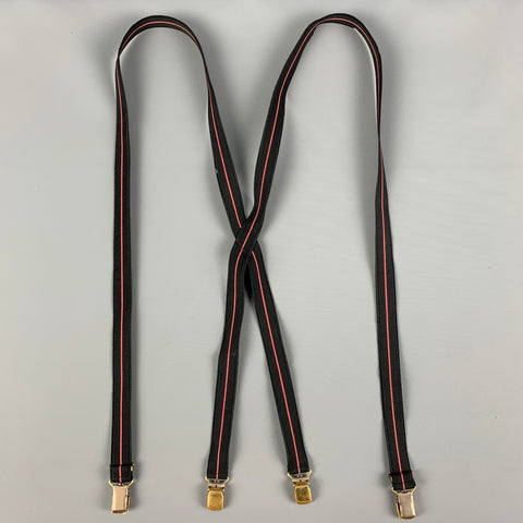 VINTAGE Size One Size Black Red Stripe Elastic Suspenders