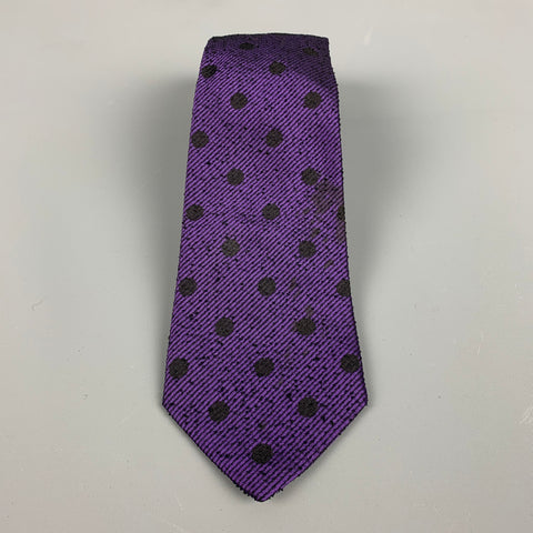 Cravate VINTAGE violet à pois noirs