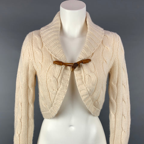 RALPH LAUREN Blue Label Taille M Crème Tricoté Cachemire / Cardigan en laine