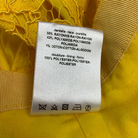 SANDRO Size M Yellow Rayon Blend Lace Midi Skirt
