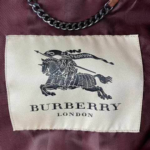 BURBERRY LONDON Pecho 38 Chaqueta de cuero nobuck con cremallera sólida color ladrillo