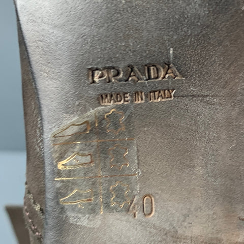 PRADA Taille 10 Bottines à bride en cuir marron