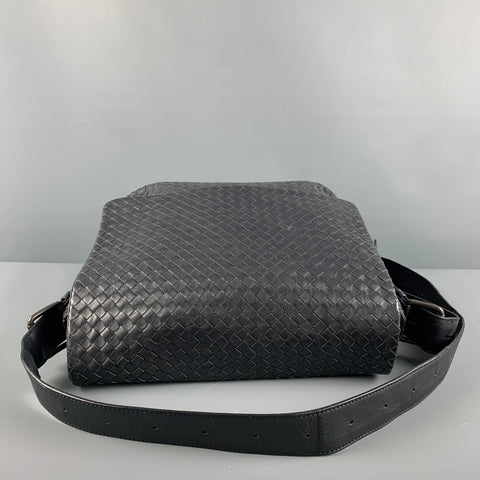 BOTTEGA VENETA Black Woven Leather Cross Body Bags