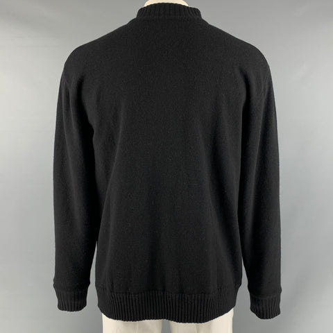 NEIMAN MARCUS Size XL Black Knitted Cashmere Zip Up Grey Jacket