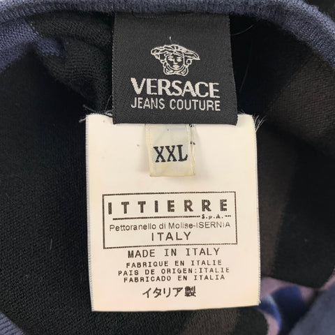 VERSACE JEANS COUTURE Size XXL Blue Black Stripe Viscose Blend Pullover