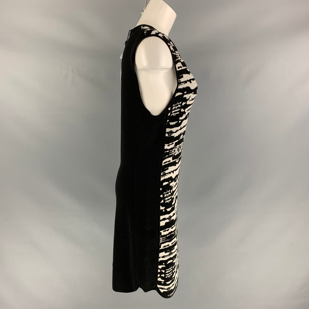 DAGMAR Size M Black & White Cotton Blend Marbled Dress
