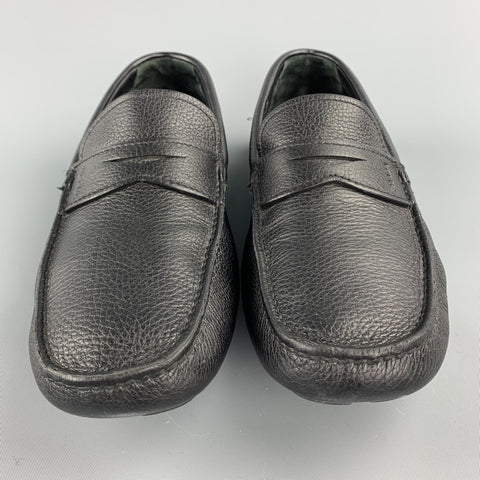 PRADA Size 8.5 Black Leather Drivers Loafers