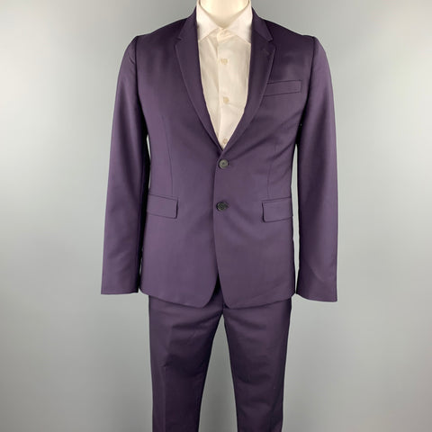 PAUL SMITH Size 40 Regular Eggplant Wool / Mohair Notch Lapel Suit