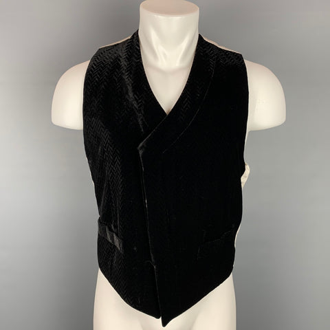 GIORGIO ARMANI Talla 38 Chaleco con botones ocultos de terciopelo en espiga negro
