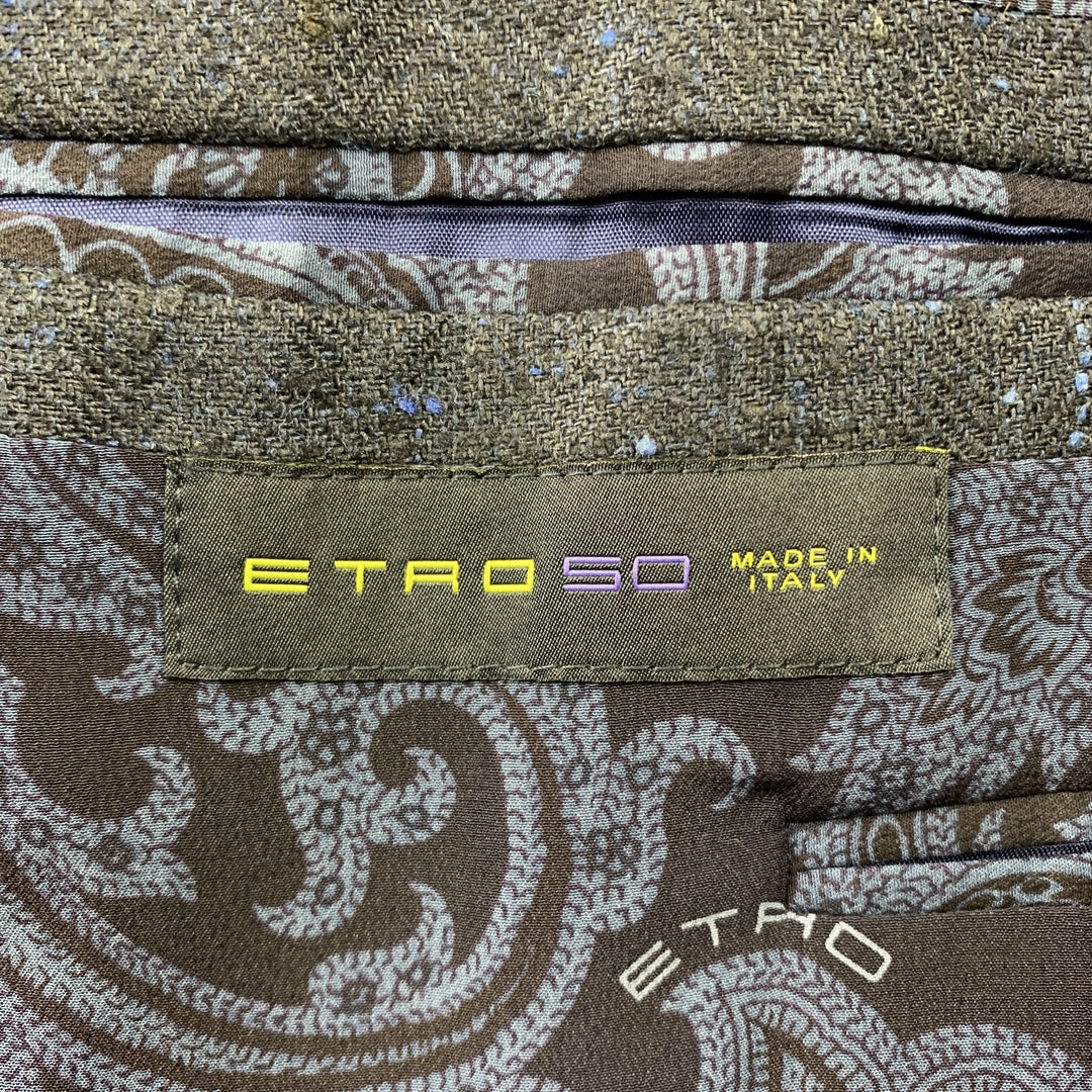 ETRO Size 40 Navy Textured Silk / Linen Notch Lapel Sport Coat