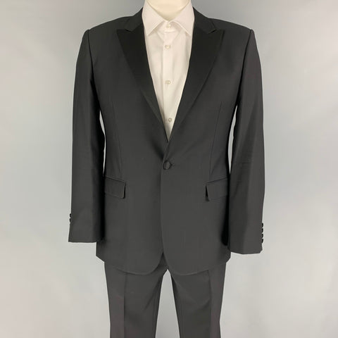 CALVIN KLEIN COLLECTION Size 40 Black Wool Tuxedo Suit