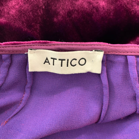 ATTICO Size S Burgundy Viscose  Silk Velvet Mini Dress