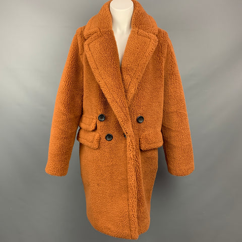 ADRIENNE LANDAU Taille M Manteau en fausse fourrure texturée en polyester marron