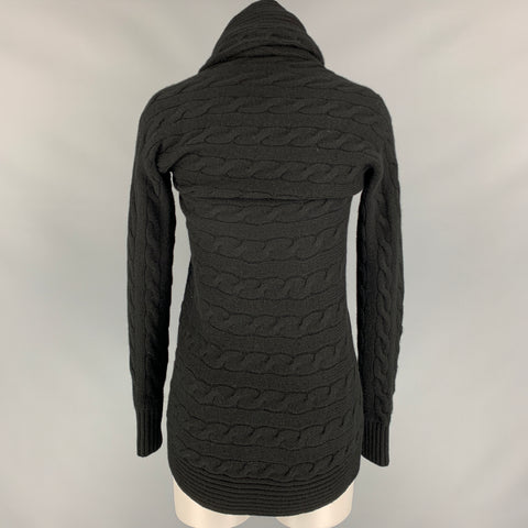RALPH LAUREN Black Label Taille S Noir Câble Tricot Cachemire Col Châle Cardigan