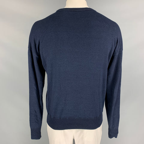 45rpm Size XL Navy Graphic Cotton Crew-Neck Pullover