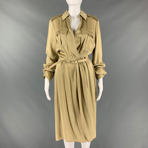 RALPH LAUREN Vestido cruzado sintético de acetato de viscosa dorado talla 8
