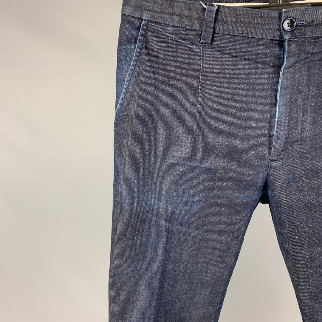 DOLCE & GABBANA Size 28 Blue Indigo Cotton Blend Slim Cuffed Jeans