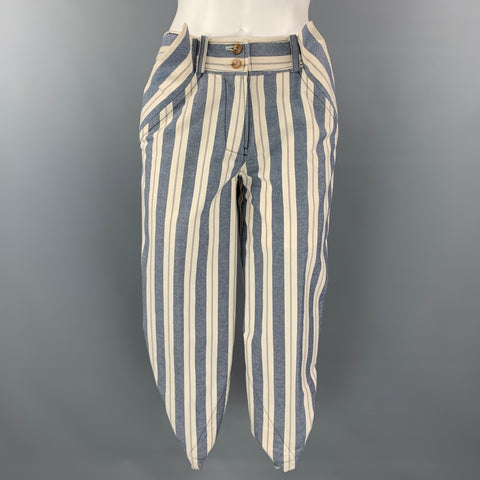 VIVIENNE WESTWOOD RED LABEL Size 2 Blue & White Stripe Asymmetrical Casual Pants
