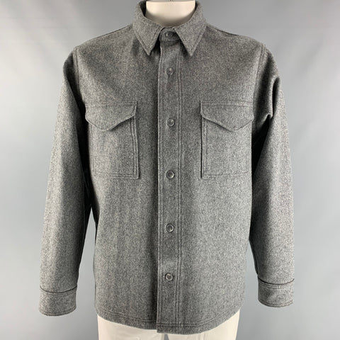 FILSON Size M Grey Heather Wool Blend Long Sleeve Shirt Jacket