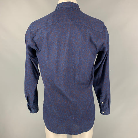 OLIVER SPENCER Size M Navy Burgundy Floral Cotton Long Sleeve Shirt
