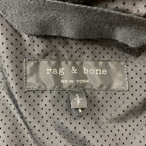 RAG & BONE Size S Black Coated Cotton Zip Up Hooded Jacket