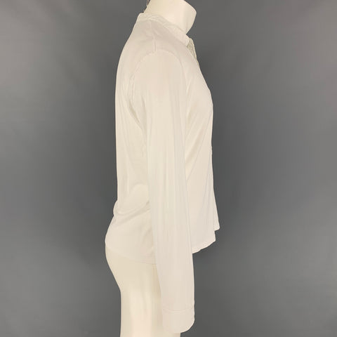 NEIL BARRETT Taille XL Blanc Tissus Mélangés Coton Henley Pull