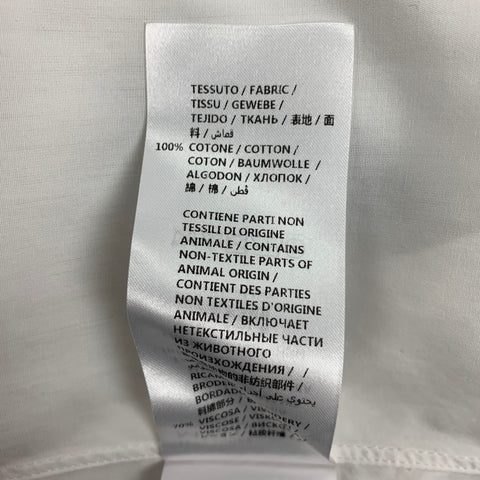 ALEXANDER MCQUEEN Size 38 White Blue Embroidery Cotton Short Sleeve Shirt