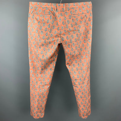 PAUL SMITH Size 36 Salmon Paisley Cotton Zip Fly Casual Pants
